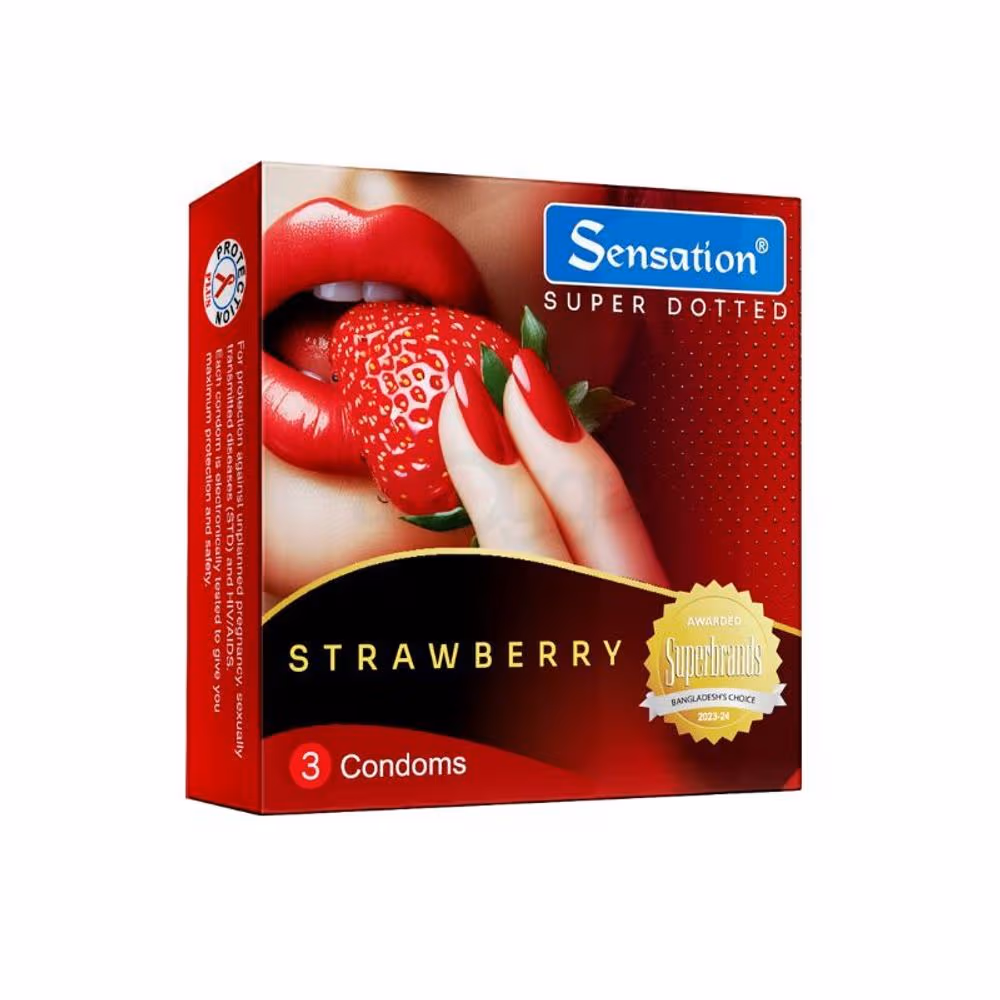 Sensation Super Dotted Scented Strawberry Condom 3's Pack